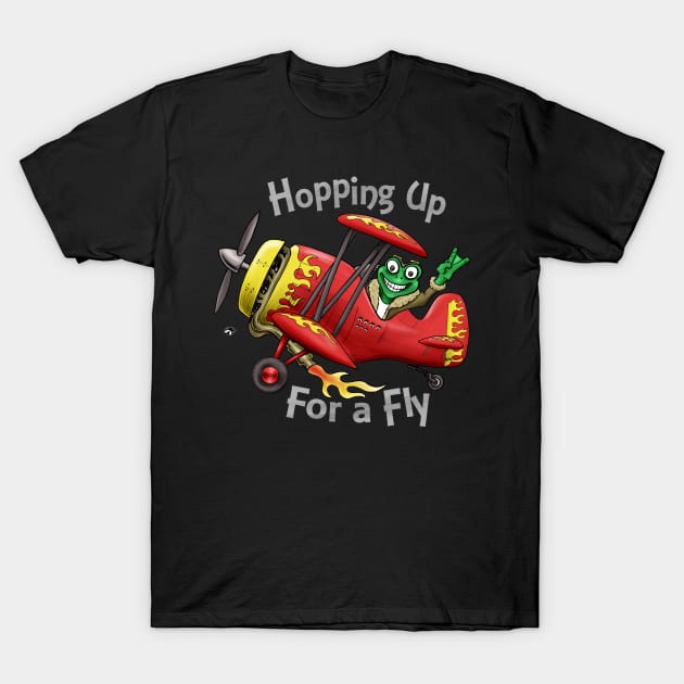 Frog Flying Pilot Cartoon T-Shirt by Funky Aviation